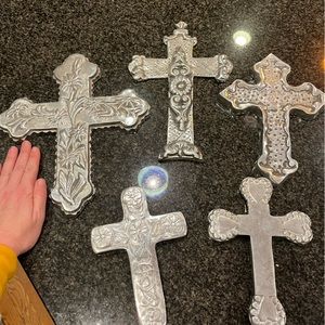Collection of 5 Pewter crosses